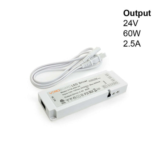 OTM-E60-24 Non-Dimmable LED Driver 6-way Output Plugin Power Supply for Cabinet Lights, gekpower