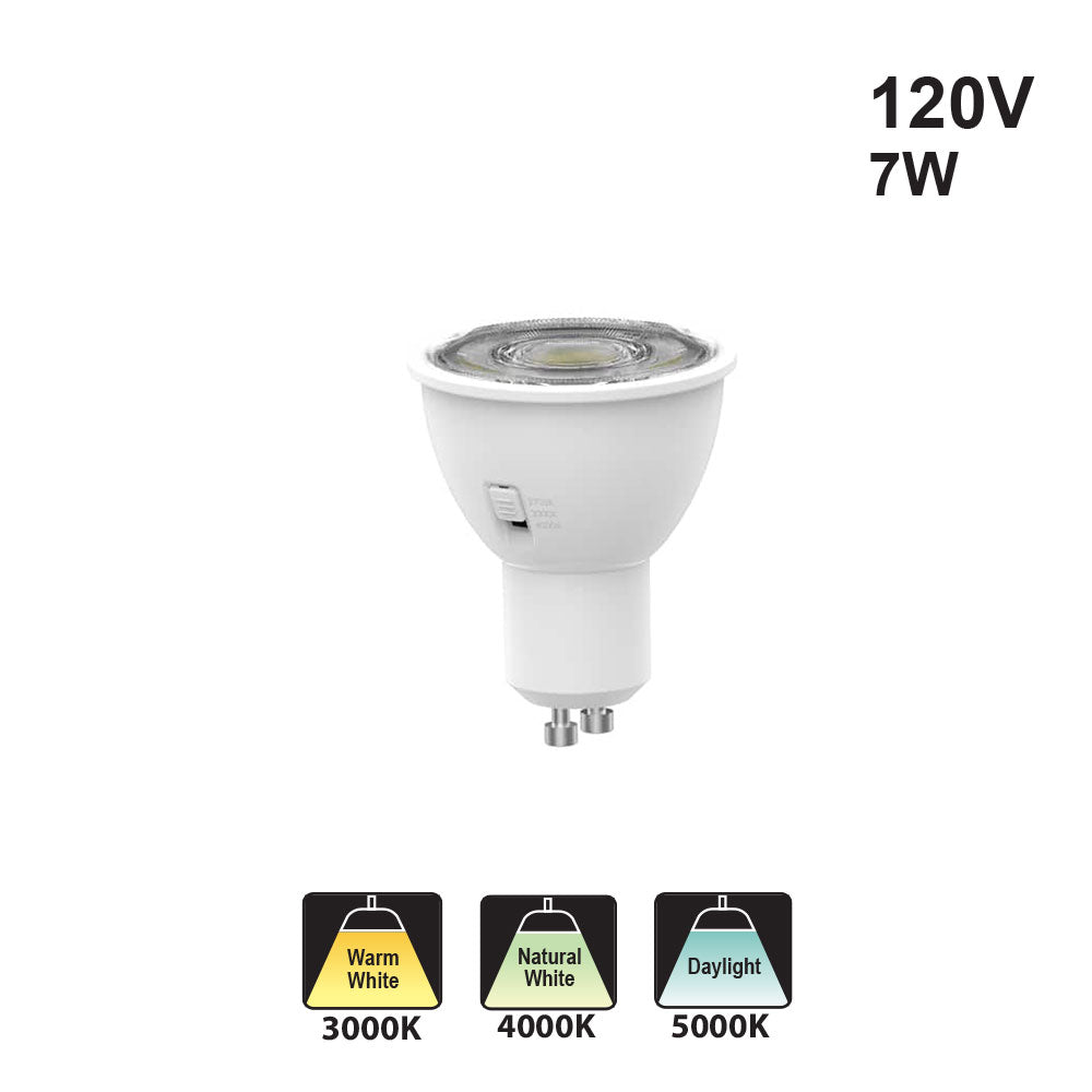 Votatec GU10 LED – 3Way CCT Adjustable VO-GU10W7-120-3Way-S-D 120V 7W CCT(2.7K, 3K, 3.5K, 4K, 5K)