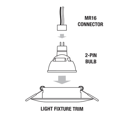 T-55 MR16 Light Fixture (White), 3.5 inch Round White mr16 fixture, gekpower