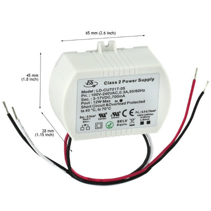 ES Constant Current LED Driver 700mA 3-17V 12W max  LD-CU7017-05