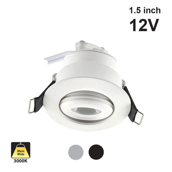 Round LED Downlight, LED Ceiling Lights, recessed lights, recessed downlight, downlight fixture, 12v, 3w, Color Temperature 3000K (Warm White) Available Colors White, Black, Brushed Nickel.