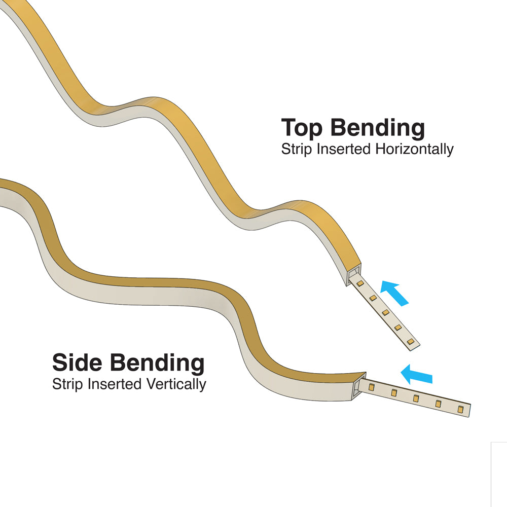 White Silicone Flexible LED Neon channel VBD-N2020-SFD-W, per foot(30.5cm) SIDE & SURFACE Mount