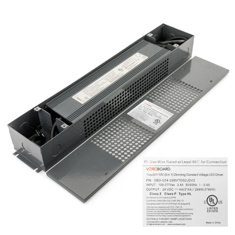 VEROBOARD 24V 288W(3*96W) Triac/ 0-10V Dimmable LED Driver (Multi Dimming +Junction Box ) VBD-024-288VTD52J2V2
