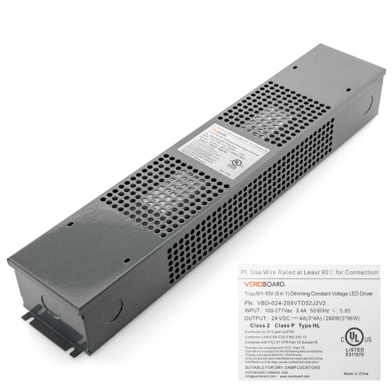 VEROBOARD 24V 288W(3*96W) Triac/ 0-10V Dimmable LED Driver (Multi Dimming +Junction Box ) VBD-024-288VTD52J2V2