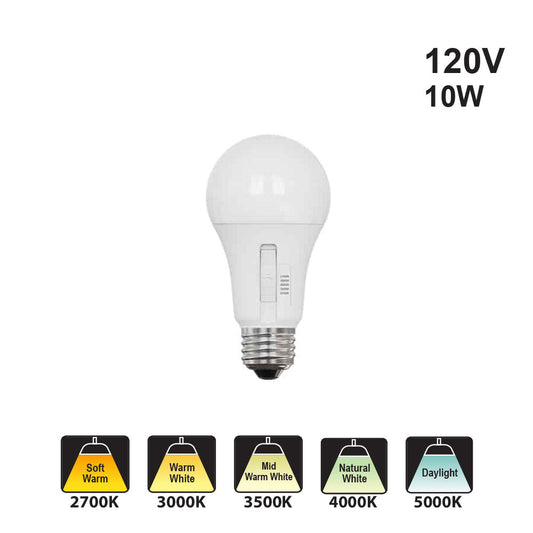 Votatec A19 LED – 5Way CCT Adjustable VO-A19W10-120-5Way-S-D 120V 10W CCT(2.7K, 3K, 3.5K, 4K, 5K)