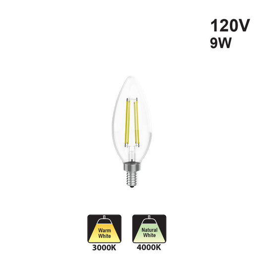 Votatec Candle Filament LED VO-FCAW9-12-D 120V 9W CCT(3K, 4K)