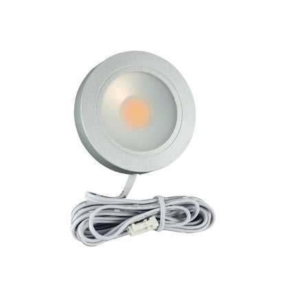 Round LED Retrofit Cabinet Puck Light, 12V 3.5W 3000K(Warm White) Silver Grey - GekPower