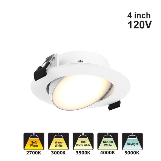 DALS 4" Slim Gimbal Recessed Panel Light GPN4-CC-WH