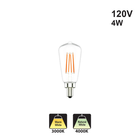 Votatec ST12 Filament LED VO-FST12W4-12-xx-D, 120V 4W CCT(3K, 4K)