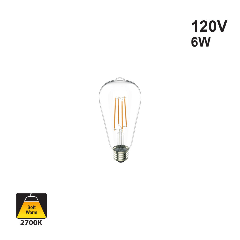 Votatec ST64 Filament LED VO-ST64W6-120-27-C-D, 120V 6W CCT(2.7K)