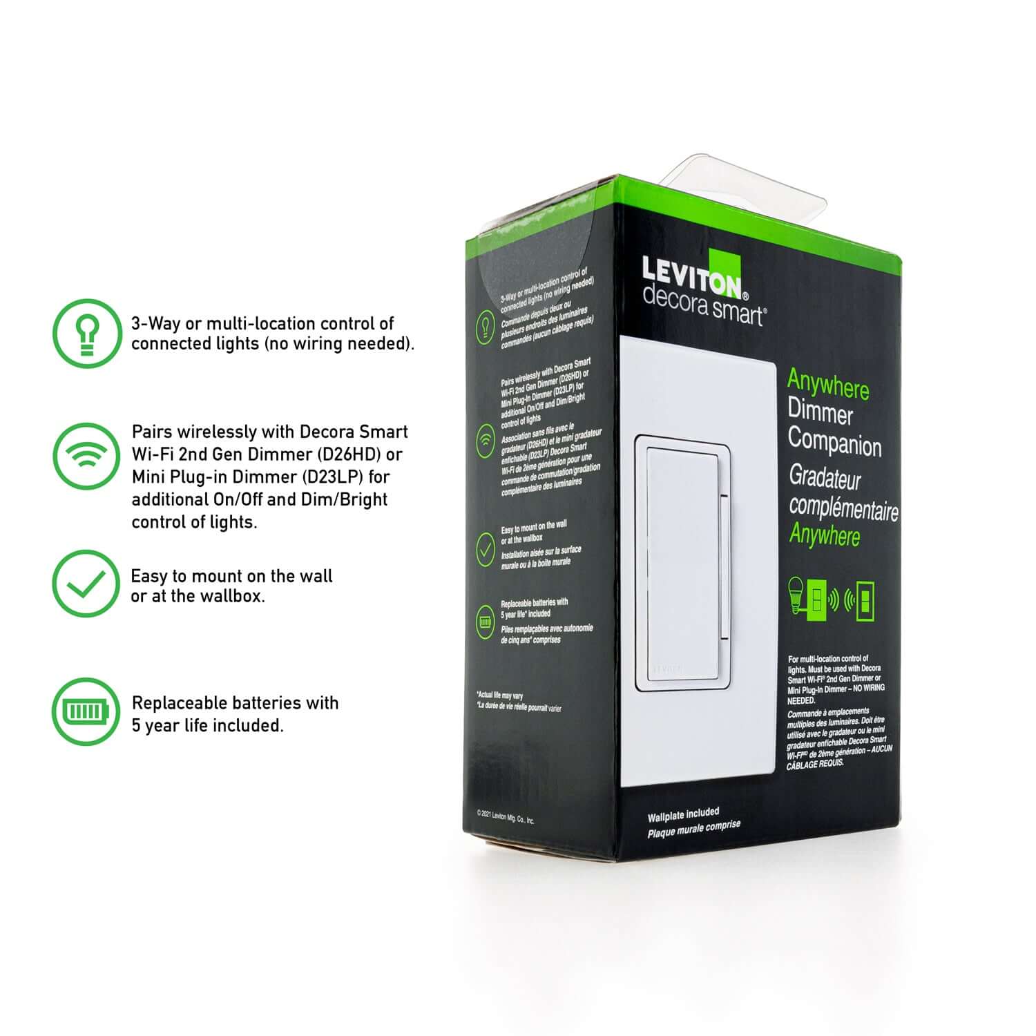 Leviton DAWDC Decora Smart Wi-Fi LED Dimmer Companion