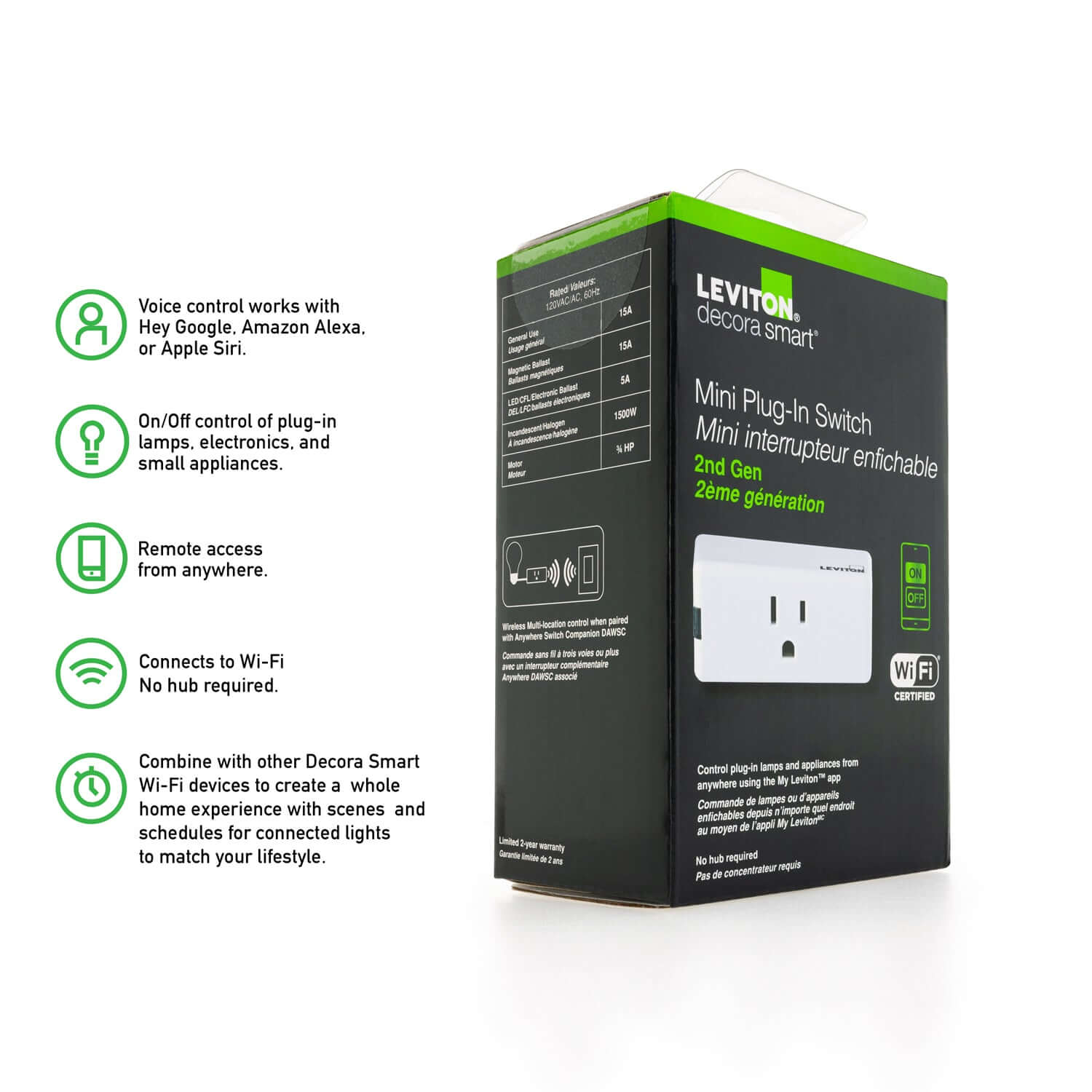 Decora Smart Wi-Fi Mini Plug-In Switch D215P