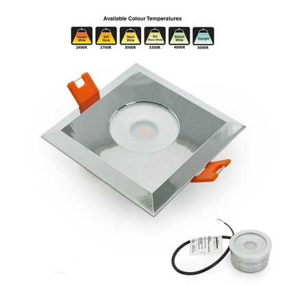 VBD-MTR-9C Low Voltage IC Rated Downlight LED Light Fixture, 2.5inch Square Chrome mr16, gekpower