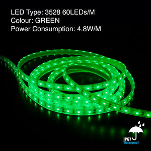 5M(16.4ft) Outdoor LED Strip Light 3528, 12V 1.5(w/ft) Green
