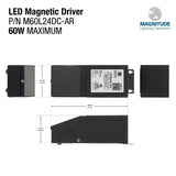 Magnitude Magnetic M60L 24DC-AR Dimmable Constant Voltage LED Driver, 24V 60W - GekPower