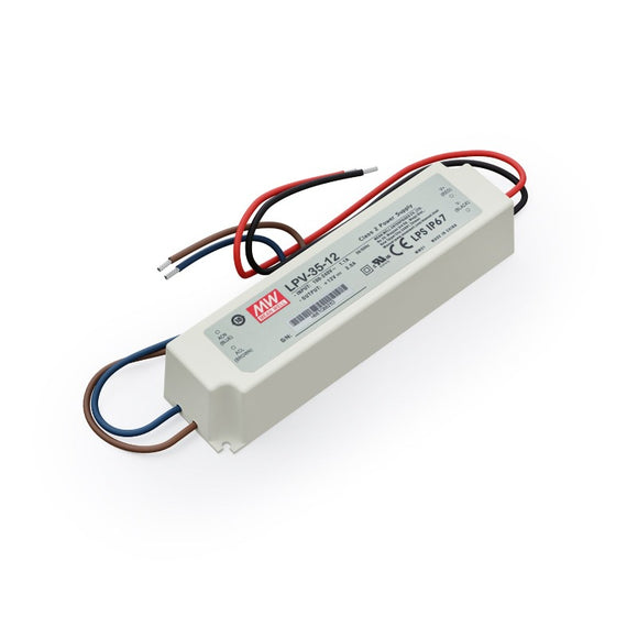 Mean Well LPV-35-12 Non-Dimmable LED Driver, 12V 3A 35W - GekPower