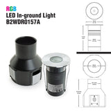 B2WDR0118A Round Recessed LED Inground Light, 12-24V 1x3W RGB, gekpower