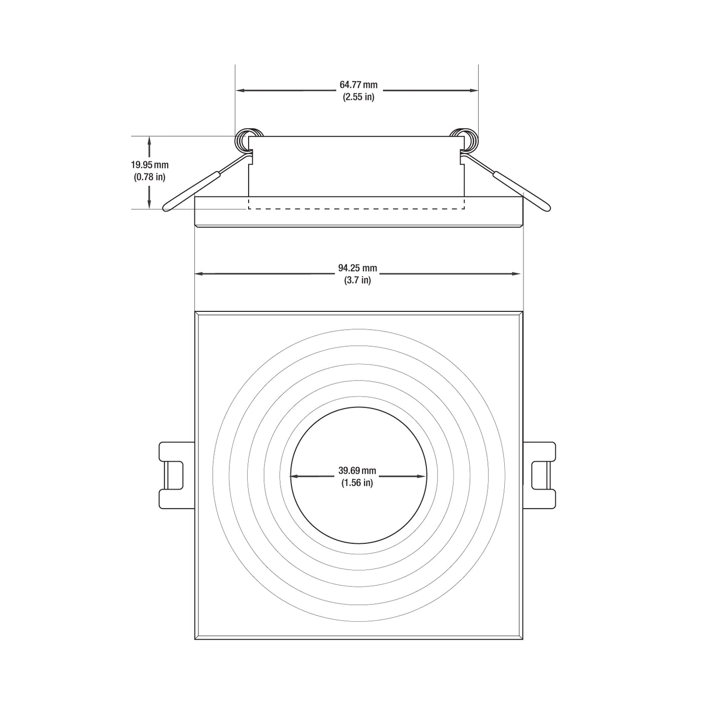 VBD-MTR-1C Low Voltage IC Rated Downlight LED Light Fixture, 2.5inch Square Chrome, mr16 fixture, gekpower