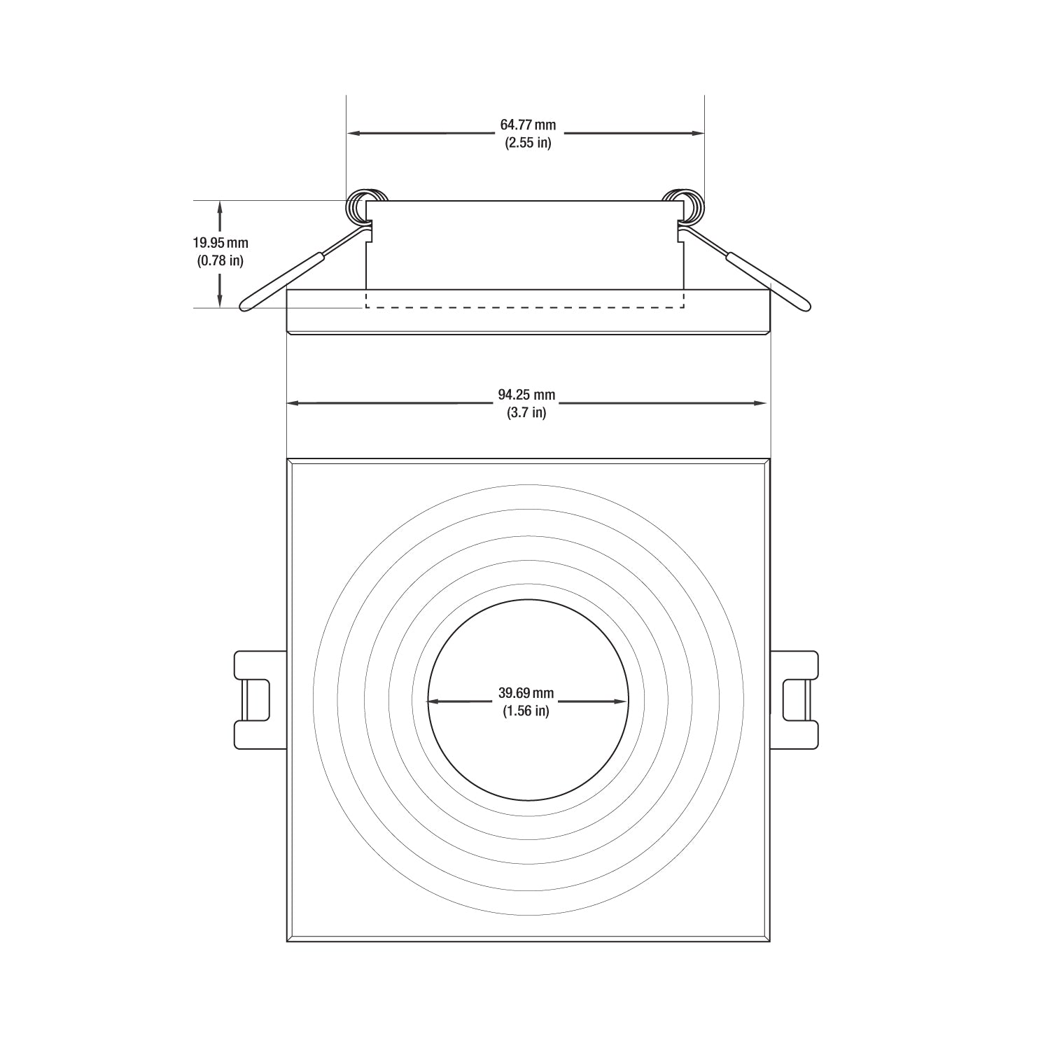 VBD-MTR-1C Low Voltage IC Rated Downlight LED Light Fixture, 2.5inch Square Chrome, mr16 fixture, gekpower