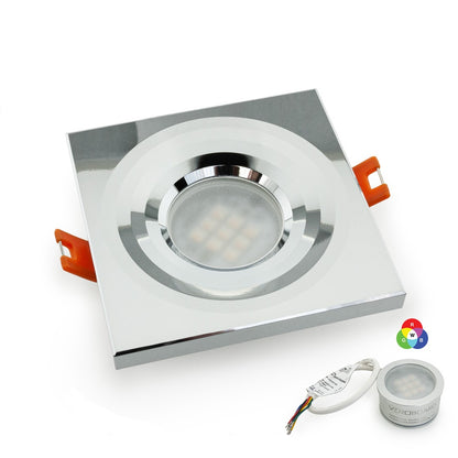 VBD-MTR-1C Low Voltage IC Rated Downlight LED Light Fixture, 2.5inch Square Chrome, mr16 fixture, gekpower