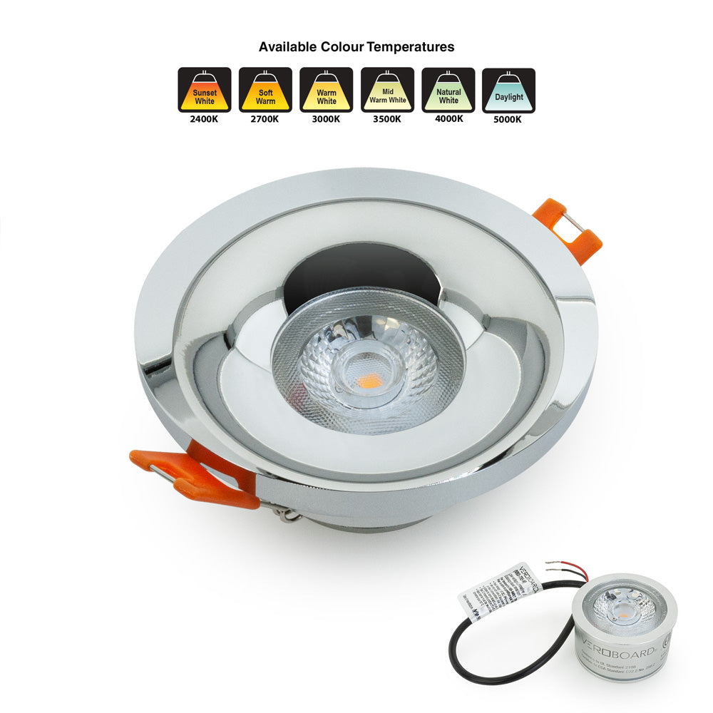 VBD-MTR-2C Low Voltage IC Rated Downlight LED Light Fixture, 2.5 inch Round Chrome mr16 fixture, gekpower