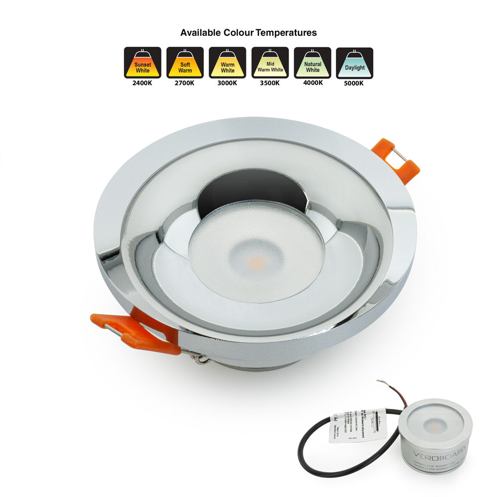 VBD-MTR-2C Low Voltage IC Rated Downlight LED Light Fixture, 2.5 inch Round Chrome mr16 fixture, gekpower