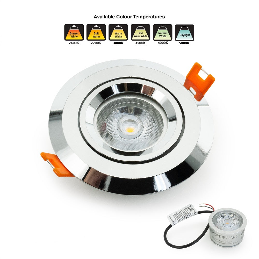 VBD-MTR-6C Low Voltage IC Rated Downlight LED Light Fixture, 3 inch Round Chrome, mr16 fixture, gekpower