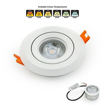 VBD-MTR-6W Low Voltage IC Rated Downlight LED Light Fixture, 3 inch Round White mr16 fixture, gekpower