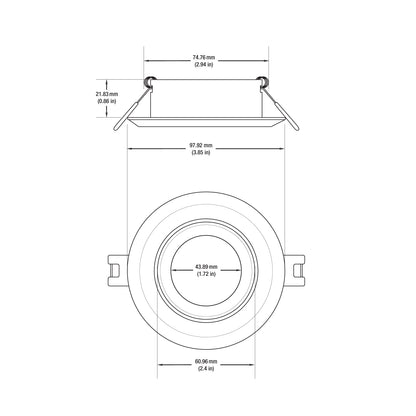 VBD-MTR-6W Low Voltage IC Rated Downlight LED Light Fixture, 3 inch Round White mr16 fixture, gekpower