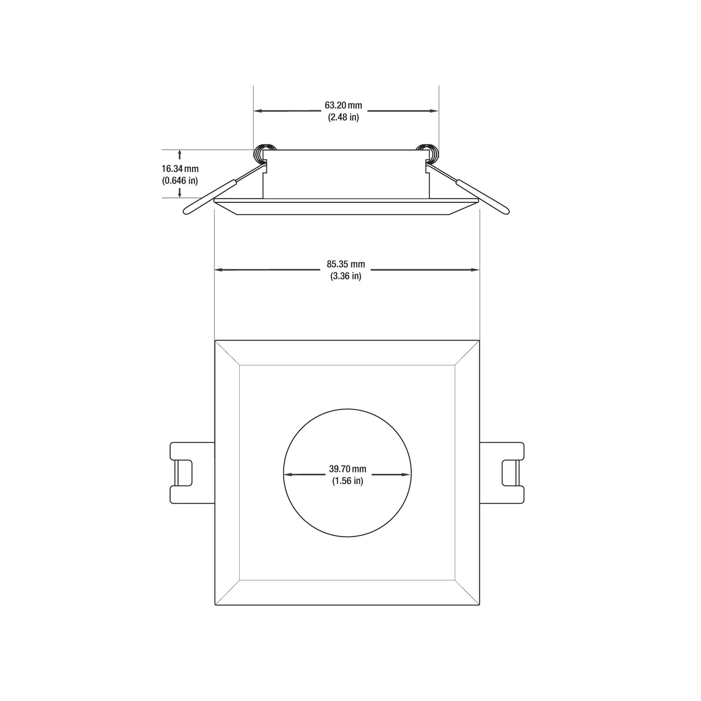 VBD-MTR-9C Low Voltage IC Rated Downlight LED Light Fixture, 2.5inch Square Chrome mr16, gekpower