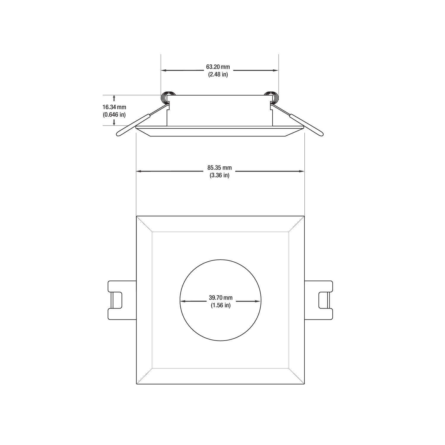 VBD-MTR-9C Low Voltage IC Rated Downlight LED Light Fixture, 2.5inch Square Chrome mr16, gekpower