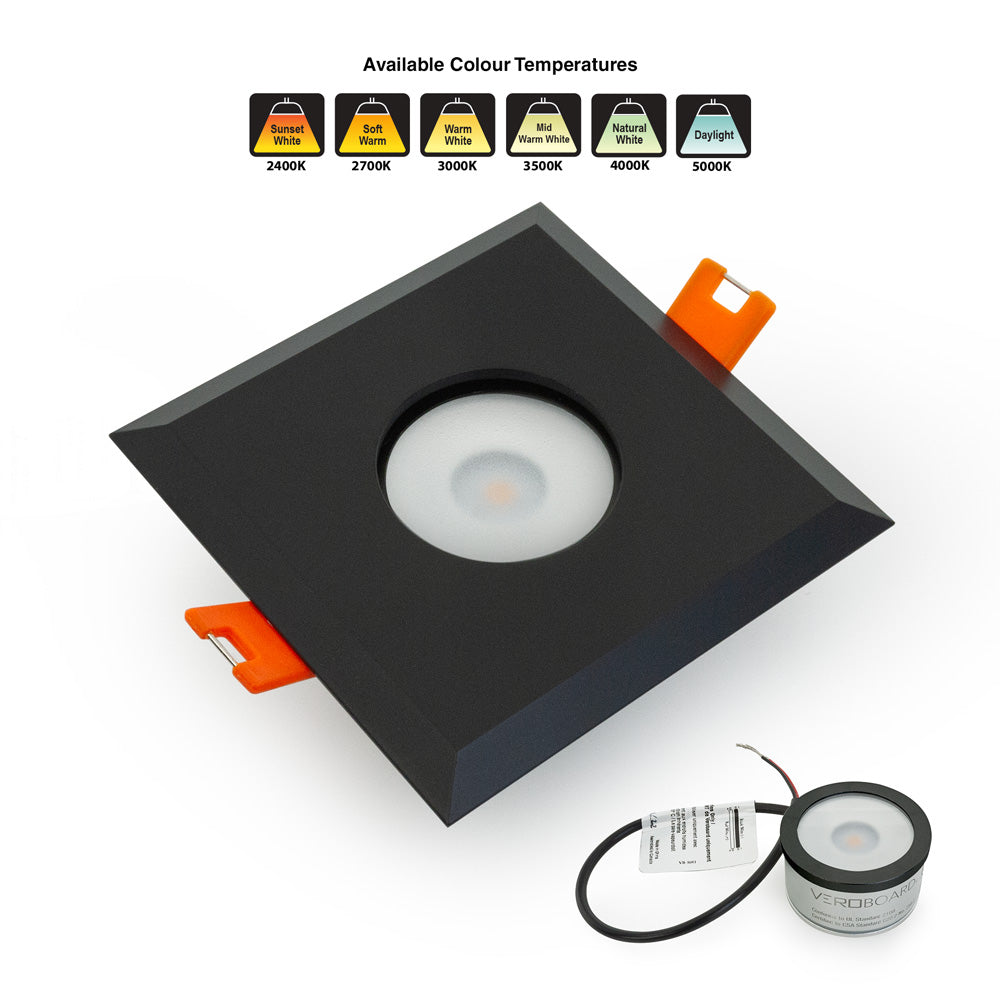 VBD-MTR-9B Low Voltage IC Rated Downlight LED Light Fixture, 2.5 inch Square Black, mr16, gekpower