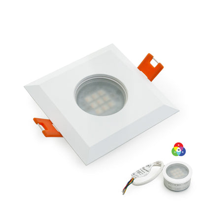 VBD-MTR-9W Low Voltage IC Rated Downlight LED Light Fixture, 2.5 inch Square White, mr16 fixture, gekpower