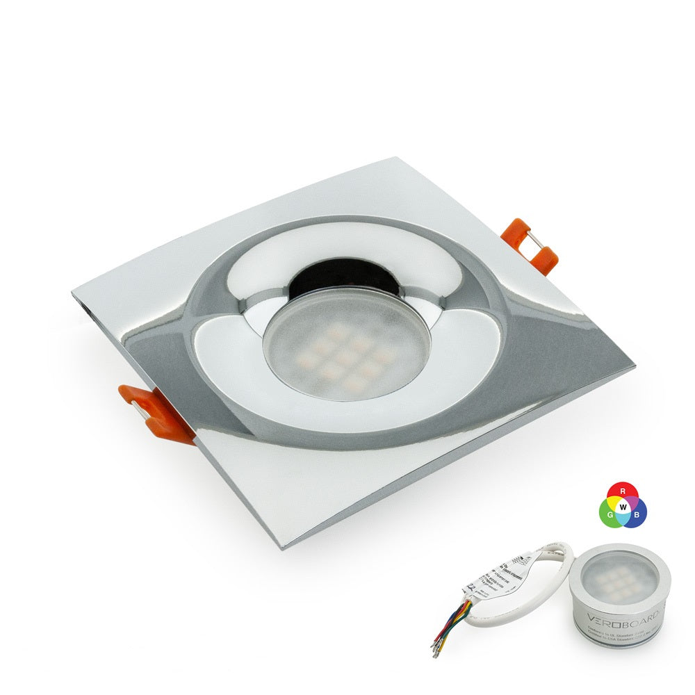 VBD-MTR-12C Low Voltage IC Rated Downlight LED Light Fixture,  2.5 inch Square Chrome. mr16 fixture, gekpower