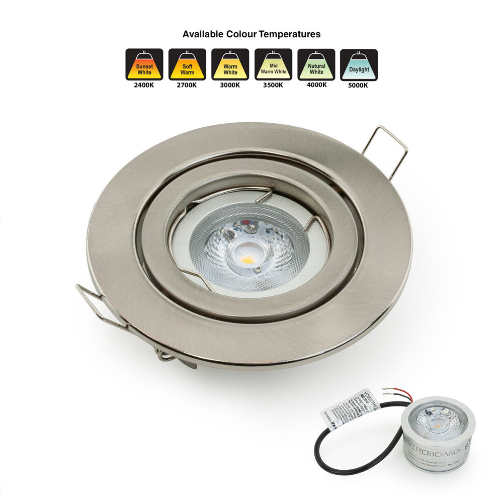 VBD-MTR-65T Low Voltage IC Rated Downlight LED Light Fixture, 3 inch Round Nickel Chrome, mr16 fixture, gekpower