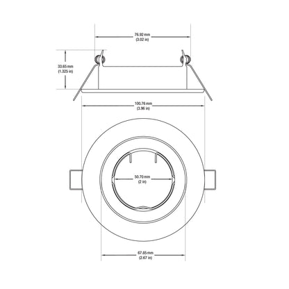 VBD-MTR-65T Low Voltage IC Rated Downlight LED Light Fixture, 3 inch Round Nickel Chrome, mr16 fixture, gekpower