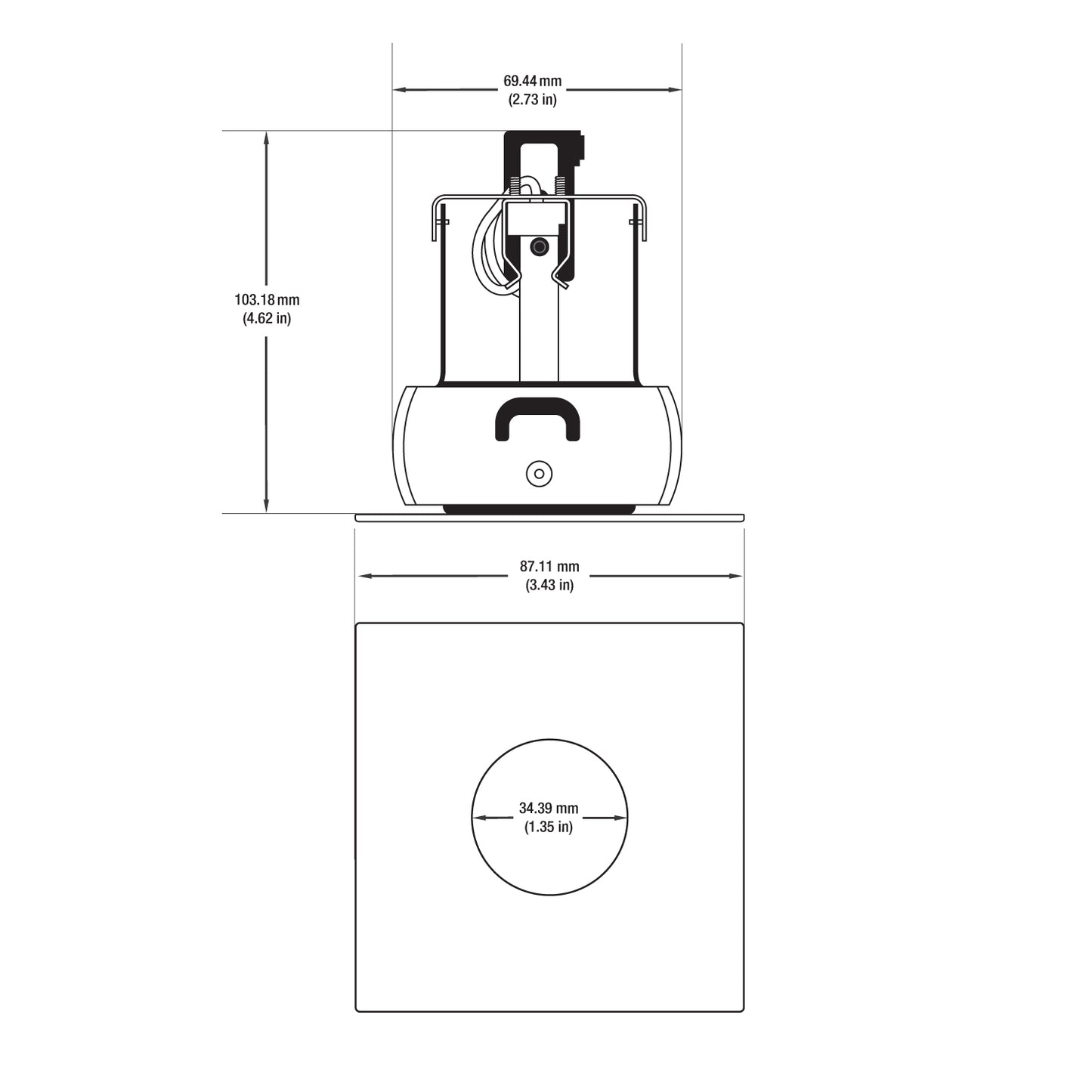 T-58 MR16 Recessed LED Light Fixture, 2.75 inch Square White, mr16 fixture, gekpower