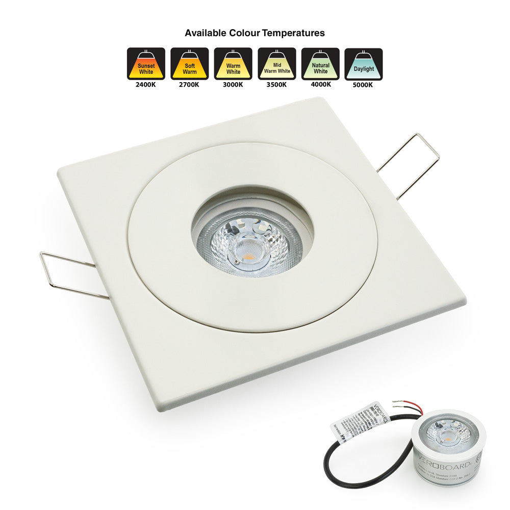 VBD-MTR-59T Low Voltage IC Rated Downlight LED Light Fixture, 3.5 inch Square White mr16 fixture, gekpower