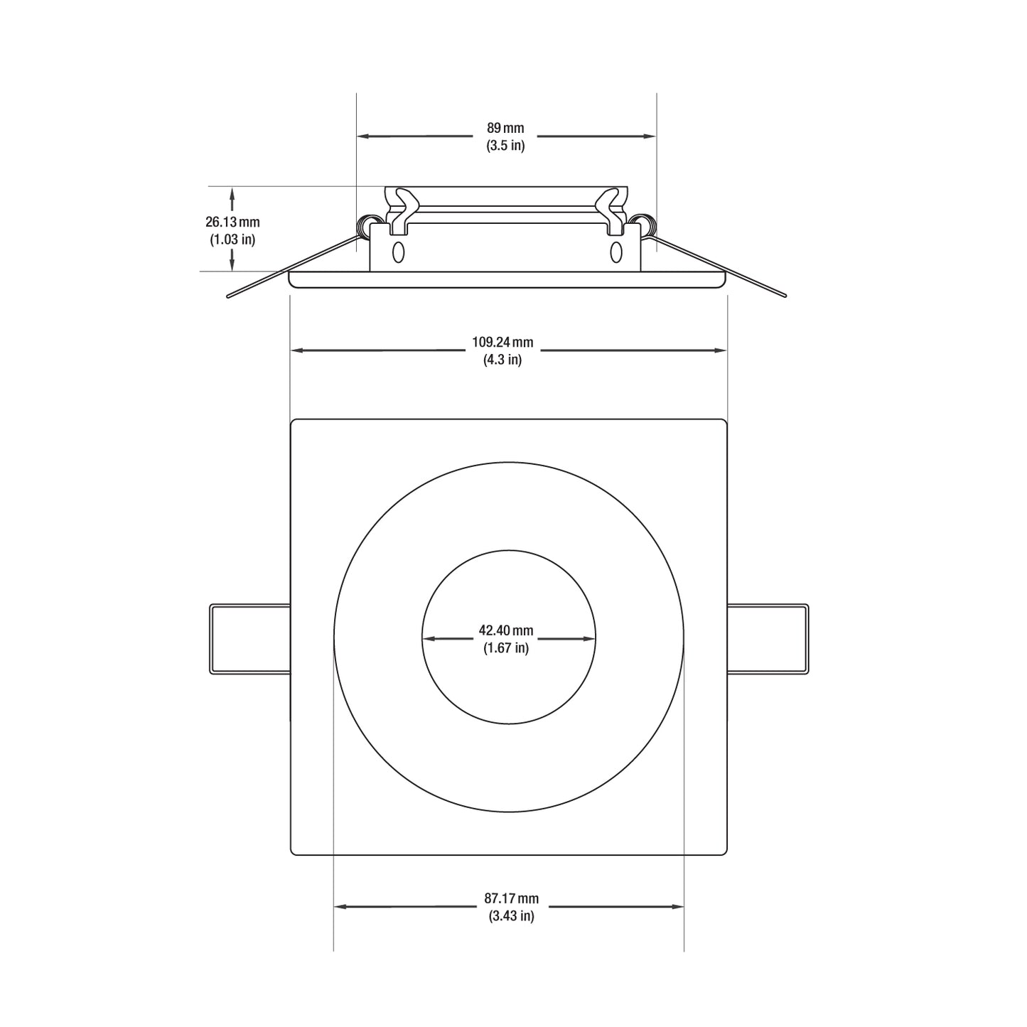 VBD-MTR-59T Low Voltage IC Rated Downlight LED Light Fixture, 3.5 inch Square White mr16 fixture, gekpower