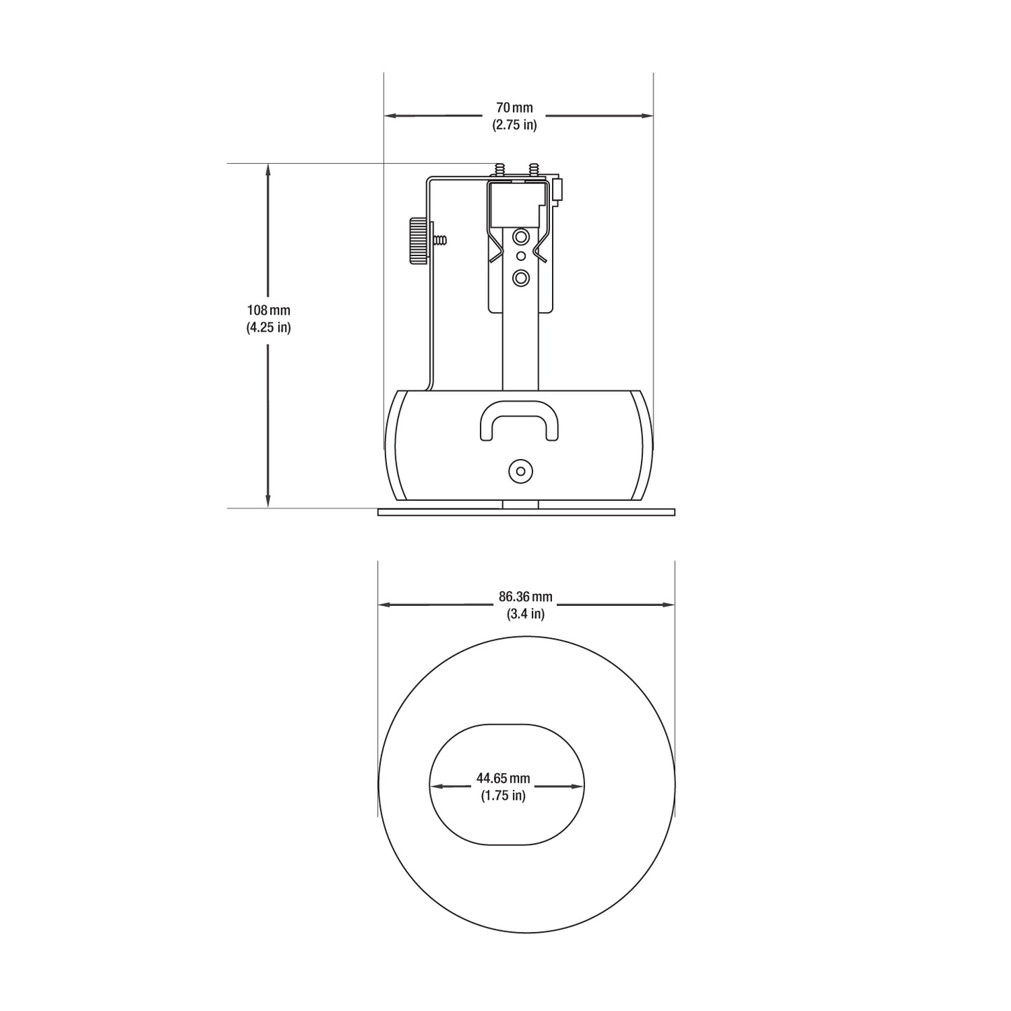 T-57 MR16 Light Fixture (White), 2.75 inch Round Adjustable Slot Aperture Trim - GekPower