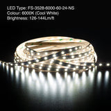 10M(32.8ft) Indoor LED Strip Light 3528, 24V 1.5(w/ft) 126-144(Lm/ft) 60(LEDs/m) CCT(2.7K, 3K, 6K), gekpower
