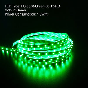 5M(16.4ft) Indoor LED Strip 3528, 12V 1.5(w/ft) Green - GekPower