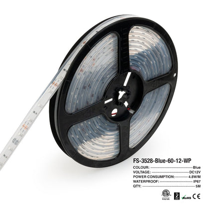 5M(16.4ft) Waterproof LED Strip 3528, 12V 1.5(w/ft) CCT(Blue, Green Red) - GekPower