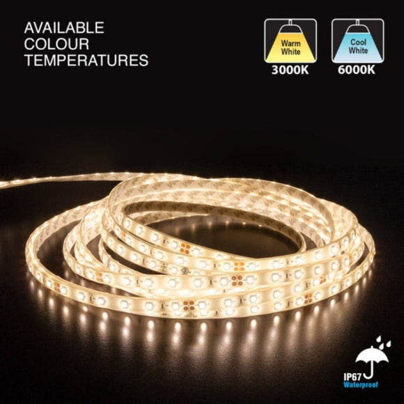 10M(32.8ft) Waterproof LED Strip 3528, 24V 1.5(w/ft) 126-144(Lm/ft) CCT(3K, 6K) - GekPower