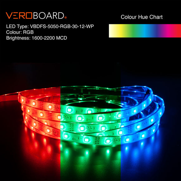 10M(32.8ft) Outdoor LED Strip Light 5050, 12V 2(w/ft) RGB, gekpower