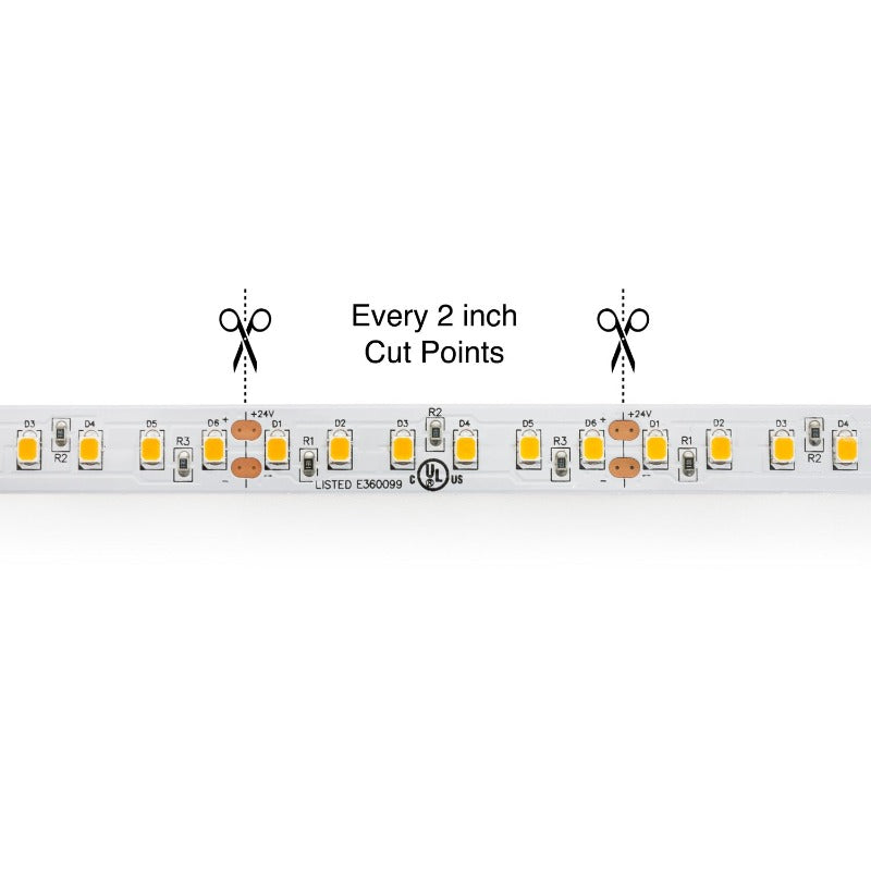 5M(16.4ft) Indoor LED Strip 2835, 24V 4.5(w/ft) 400-420(Lm/ft) 120(LEDs/m) CCT(2.4K, 5K) - GekPower