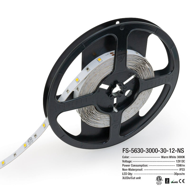 5M(16.4ft) Indoor LED Strip 5630, 12V 4.5(w/ft) 370-390(Lm/ft) 30(LEDs/m) CCT(3K, 6K) - GekPower