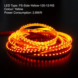 5M(16.4ft) Side Emitting LED Strip 315, 12V 3(w/ft) 120(LEDs/m) CCT(Yellow, Red, Blue) - GekPower