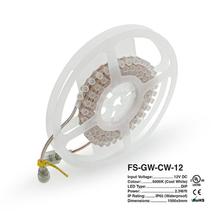 1M(3.2ft) Great Wall DIP LED Strip GW, 12V 2.5(w/ft) CCT(3K, 6K) - GekPower