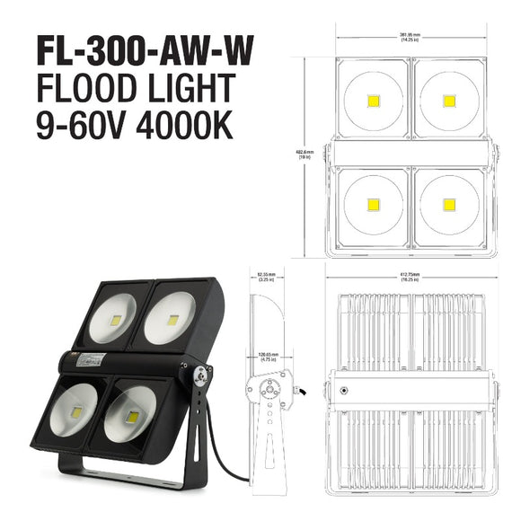 LED Outdoor Flood Light, 300W 120-277V 4000K(Natural White) - GekPower